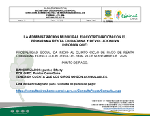 COMUNICADO PAGO CICLO 5  2025 RENTA CIUDADNA -IVA