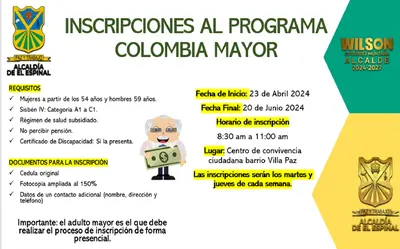 INSCRIPCIONES AL PROGRAMA COLOMBIA MAYOR