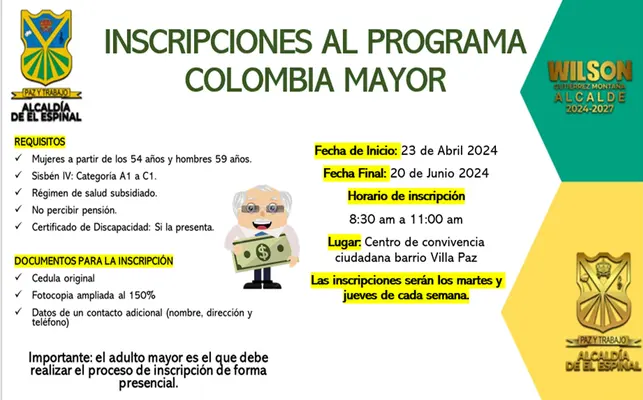 INSCRIPCIONES AL PROGRAMA COLOMBIA MAYOR