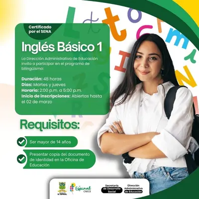 El Espinal impulsa el biling&uuml;ismo con curso de Ingl&eacute;s certificado por el SENA